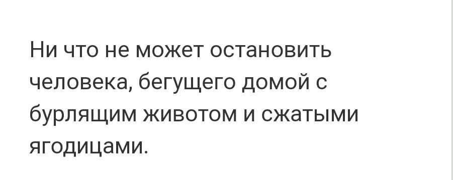 Ни что не может остановить человека бегущего домой с бурлящим животом и сжатыми ягодицами