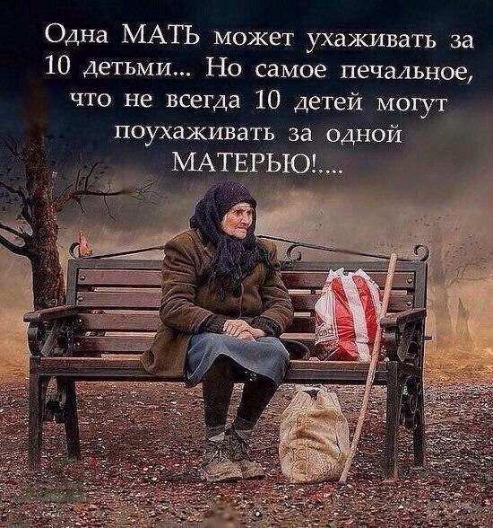 Одна МАТЬ может ухаживать за 10 детьми Но самое печальное что не всегда 10 детей огут поухаживать за годн0й