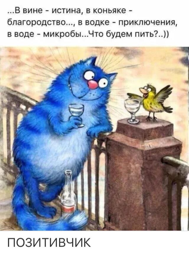 В вине истина в коньяке благородство в водке приключения в воде микробыЧто будем пить ПОЗИТИВЧИК