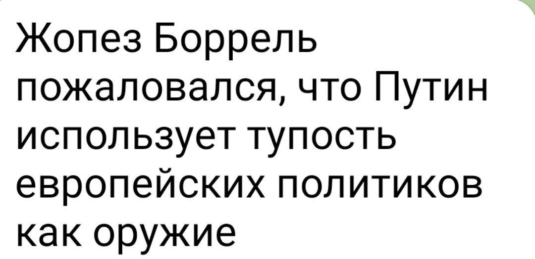 Жопез Боррель пожаловался что Путин использует тупость европейских политиков как оружие