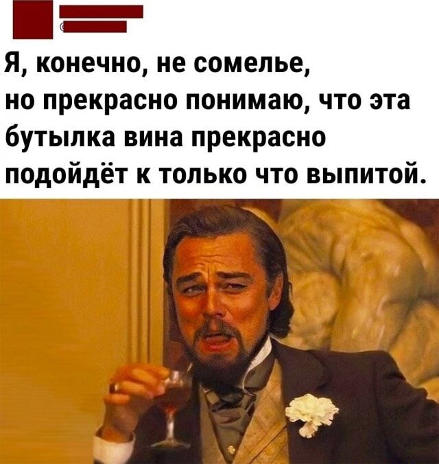 Я конечно не сомелье но прекрасно понимаю что эта бутылка вина прекрасно подойдёт к только что выпитой