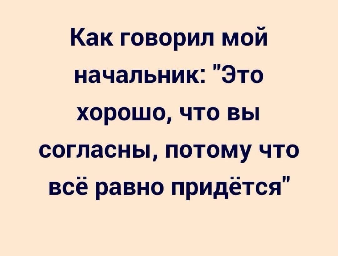 Как говорил мой начальник: 