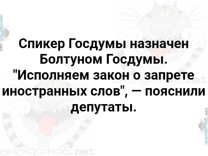 Спикер Госдумы назначен Боптуном Госдумы Исполняем закон о запрете иностранных слов пояснили депутаты