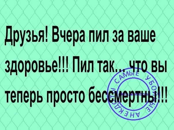 Друзья Вчера пил за ваше здоровье Пил так вы