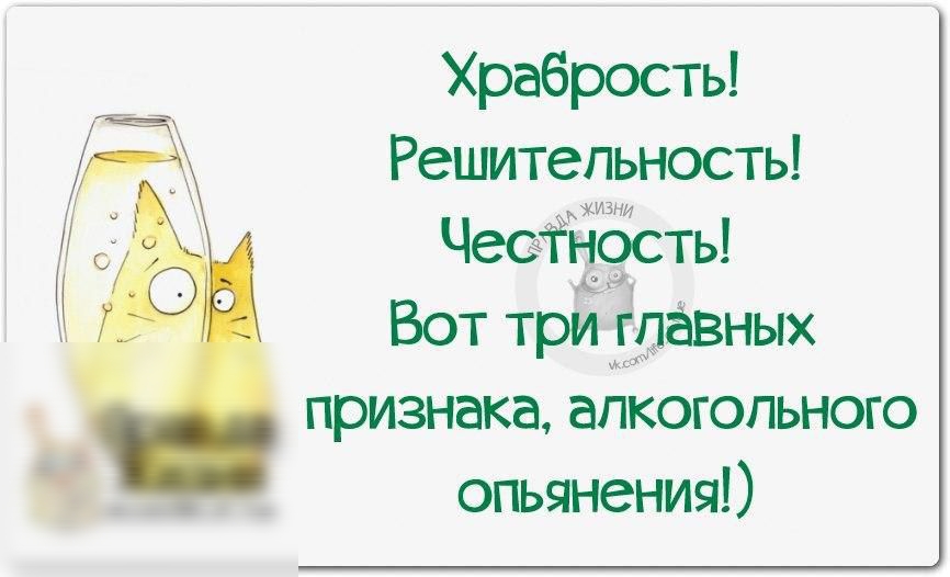 Храбрость Решительность Честность Вот три главных признака алкогольного огьянения