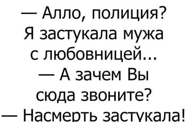 Алло полиция Я засгукапа мужа с любовницей А зачем Вы сюда звоните Насмеоть застукала