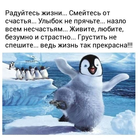 Радуйтесь жизни Смейтесь от счастья Улыбок не прячьте назло всем несчастьям Живите любите безумно и страстно Грустить не спешите ведь жизнь так прекрасна