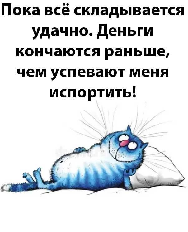 Пока всё складывается удачно деньги кончаются раньше чем успевают меня испортить