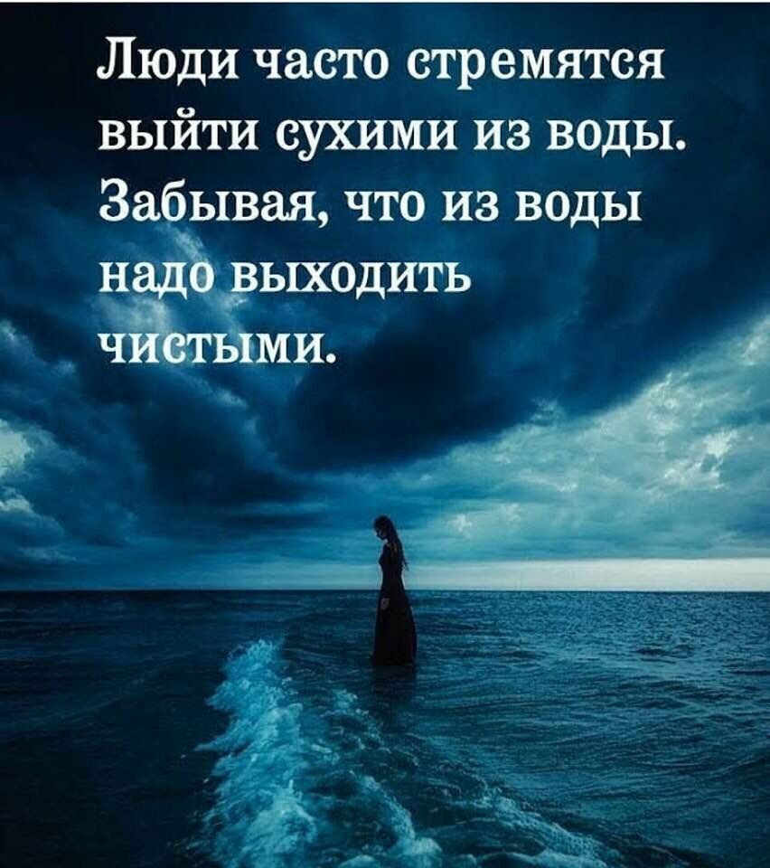 Люди часто стремятся выйти сухими из воды За ывая что из воды н ыходить и