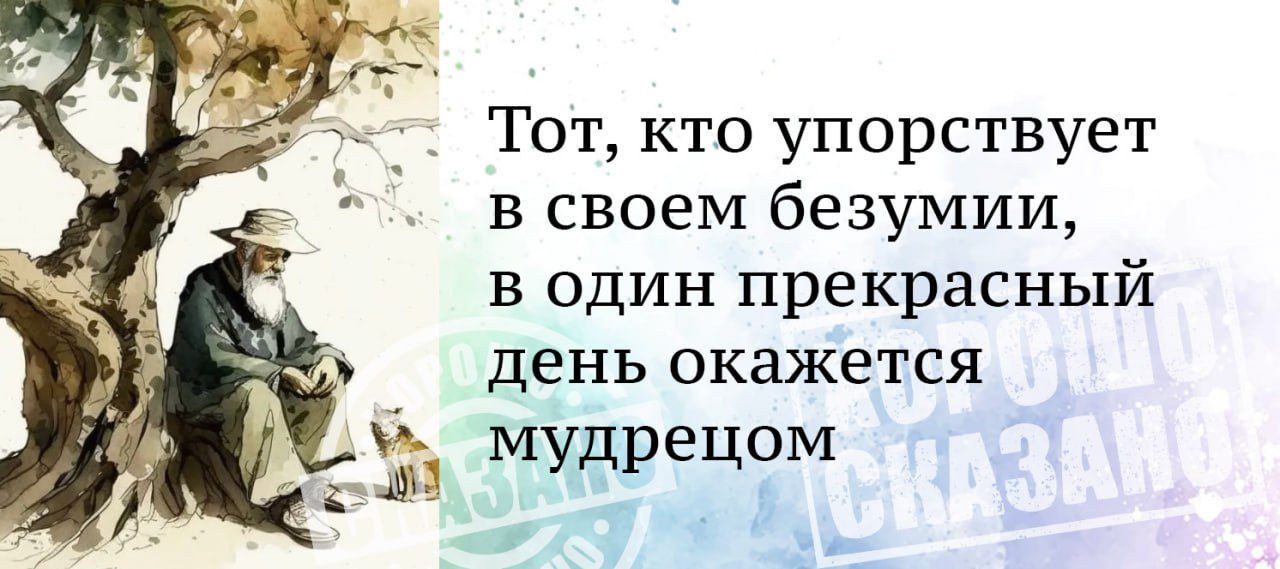 Тот кто упорствует в своем безумии в один прекрасный день окажется мудрецам