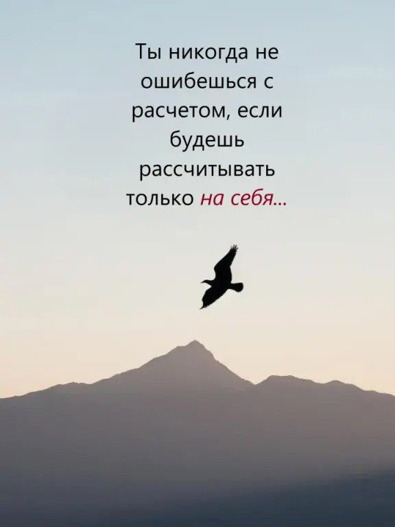 Ты никогда не ошибешься с расчетом, если будешь рассчитывать только на себя...