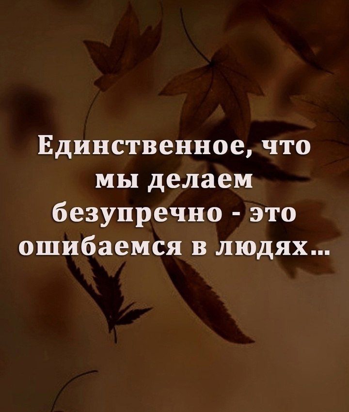 Единственное, что мы делаем безупречно - это ошибаемся в людях...