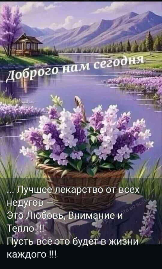 Доброе нам сегодня
.. Лучшее лекарство от всех недугов –
Это Любовь, Внимание и Тепло !!!
Пусть всё это будет в жизни каждого !!!