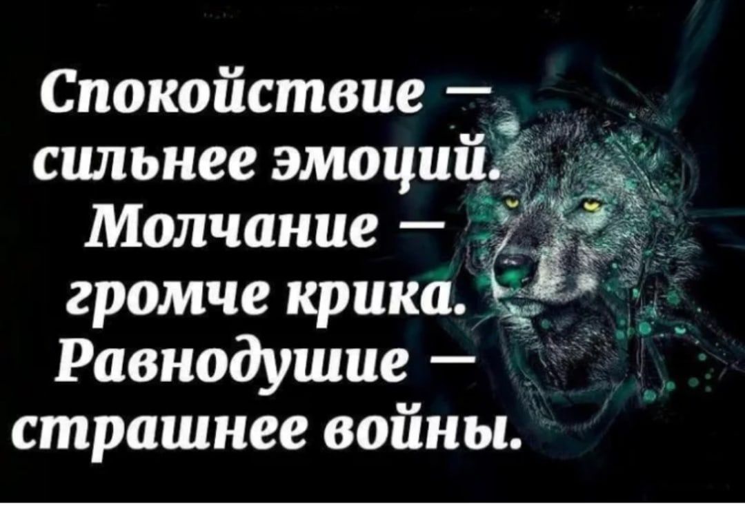 Спокойствие д сильнее эмоций Молчание громче криптег Равнодушие страшнее войны