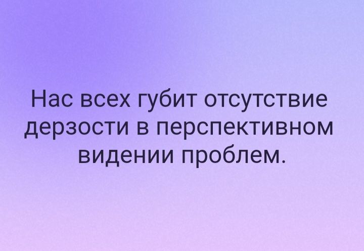 Нас всех губит отсутствие дерзости в перспективном видении проблем