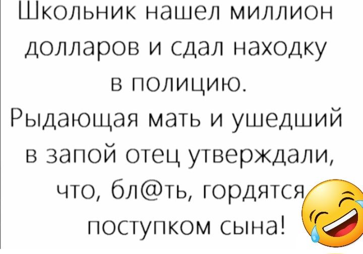 Школьник нашел миллион Долларов и сдал находку в полицию Рыдающая мать и ушедший в запой отец утверждали что 6лть гордятся поступком сына