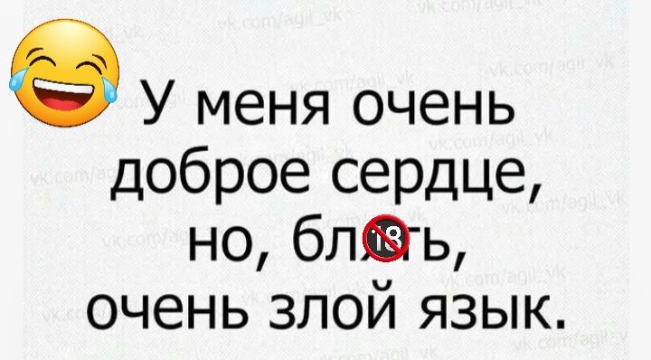 в У меня очень доброе сердце но блть очень злой язык
