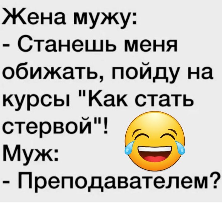 Жена мужу Станешь меня обижать пойду на курсы Как стать стервой Муж Преподавателем