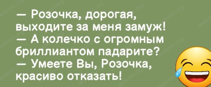 Розочка дорогая выходите за меня замуж А колечко с огромным бриллиантом пардрите Умеете Вы Розочка красиво отказать