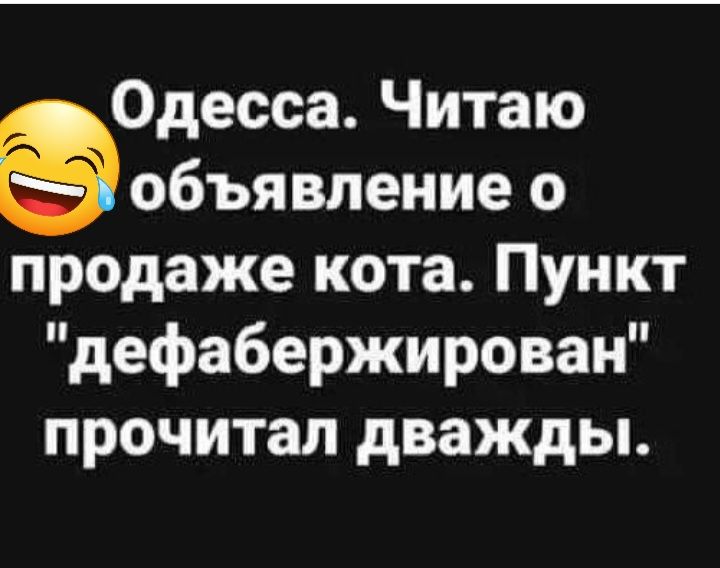 Одесса Читаю объявление о продаже кота Пункт дефабержирован прочитал дважды