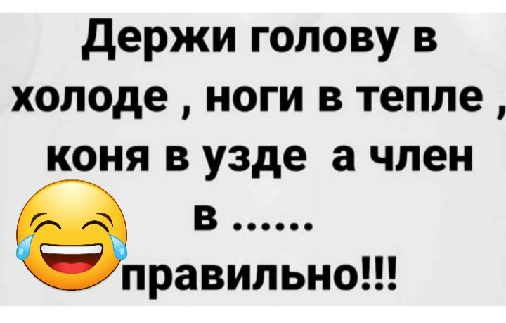 держи голову в холоде ноги в тепле коня в узде а член в вправильно