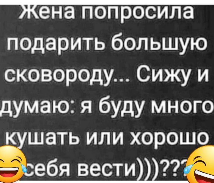 подарить большую сковороду Сижу и думаю я буду много душать или хорошо я _ себя вестиШг