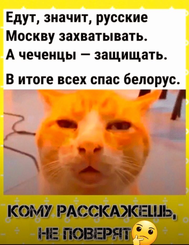 Едут значит русские Москву захватывать А чеченцы защищать В итоге всех спас белорус