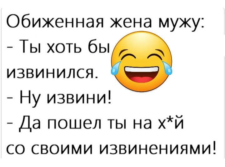 Обиженная жена мужу Ты хоть бы извинился Ну извини Да пошел ты на хй со своими извинениями