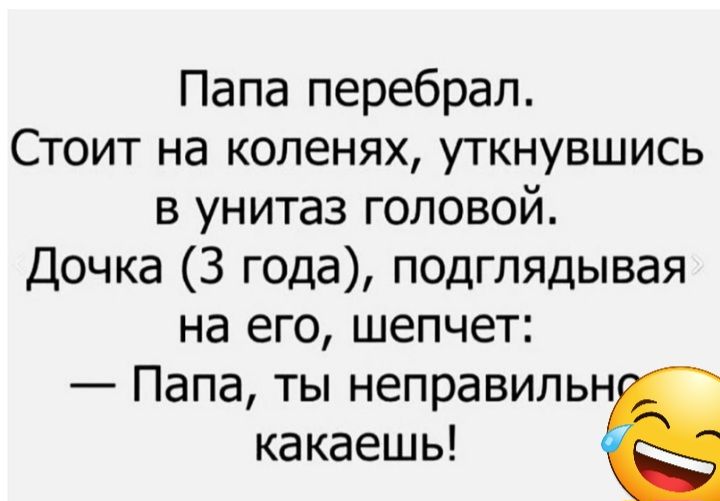 Папа перебрал Стоит на коленях уткнувшись в унитаз головой Дочка 3 года подглядывая на его шепчет Папа ты неправильн какаешь