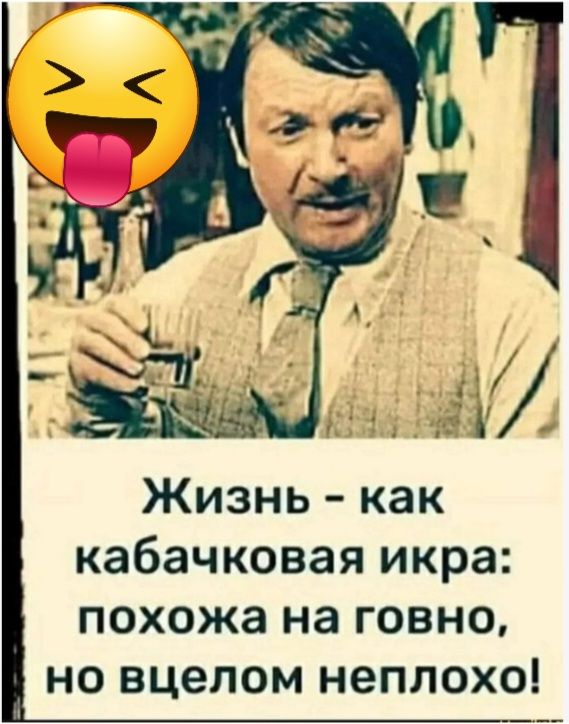 Жизнь как кабачковая икра похожа на говно но вцелом неплохо