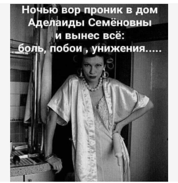 Ночью вор проник в дом Аденоиды Семёновны д 4 1 вынес всё п побои унижения 5