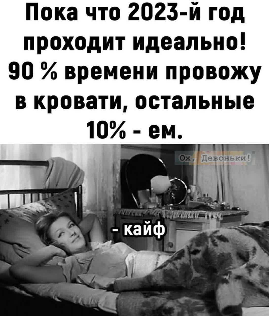 Пока что 2023 й год проходит идеально 90 времени провожу в кровати остальные 107 ем