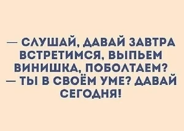 САУШАЙ ААВАЙ ЗАВТРА встрвтимся выпьем винишм__повомдвм _ ты в своем ума ААВАИ свгодняг