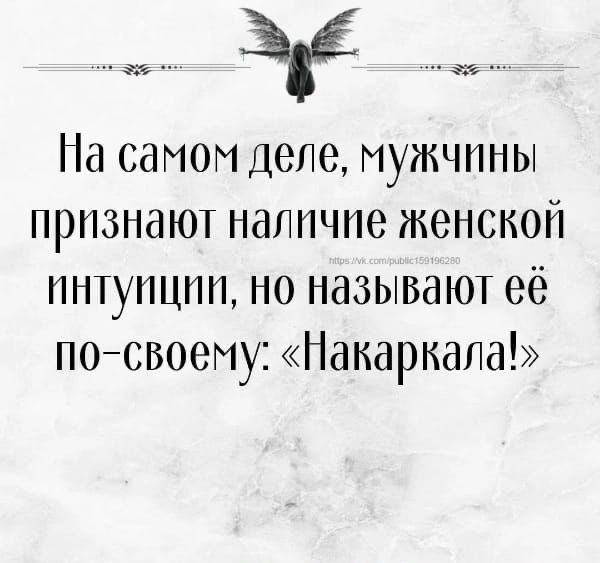 На самом деле мужчины признают наппчпе женской пнтупцпп но называют её пенсвоему Накарнала