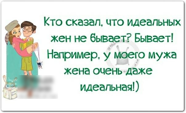 Кто сказал что идеальных жен не бывает Бывает Например у мэего мужа жена очень даже идеальная