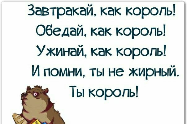 Завтракай как король Обедай как король Ужинай как король И помни ты не жирный Ты король