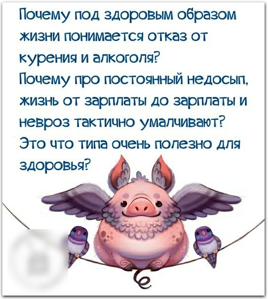 Почему под здоровым образом жизни понимается отказ от курения и алкоголя Почему про постоянный недосып жизнь от зарплаты до зарплаты и невроз тактично умалчивают Это что типа очень полезно для здоровья