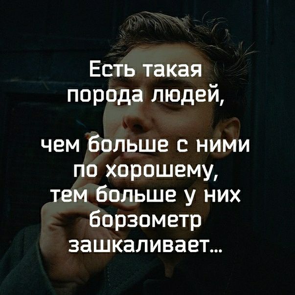 Есть такая порода людей чем больше с ними по хорошему тем больше у них борзометр зашкаливает