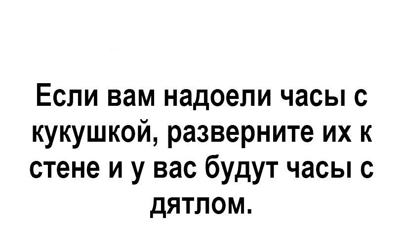 Если вам надоели часы с кукушкой разверните их к стене и у вас будут часы с дятлом