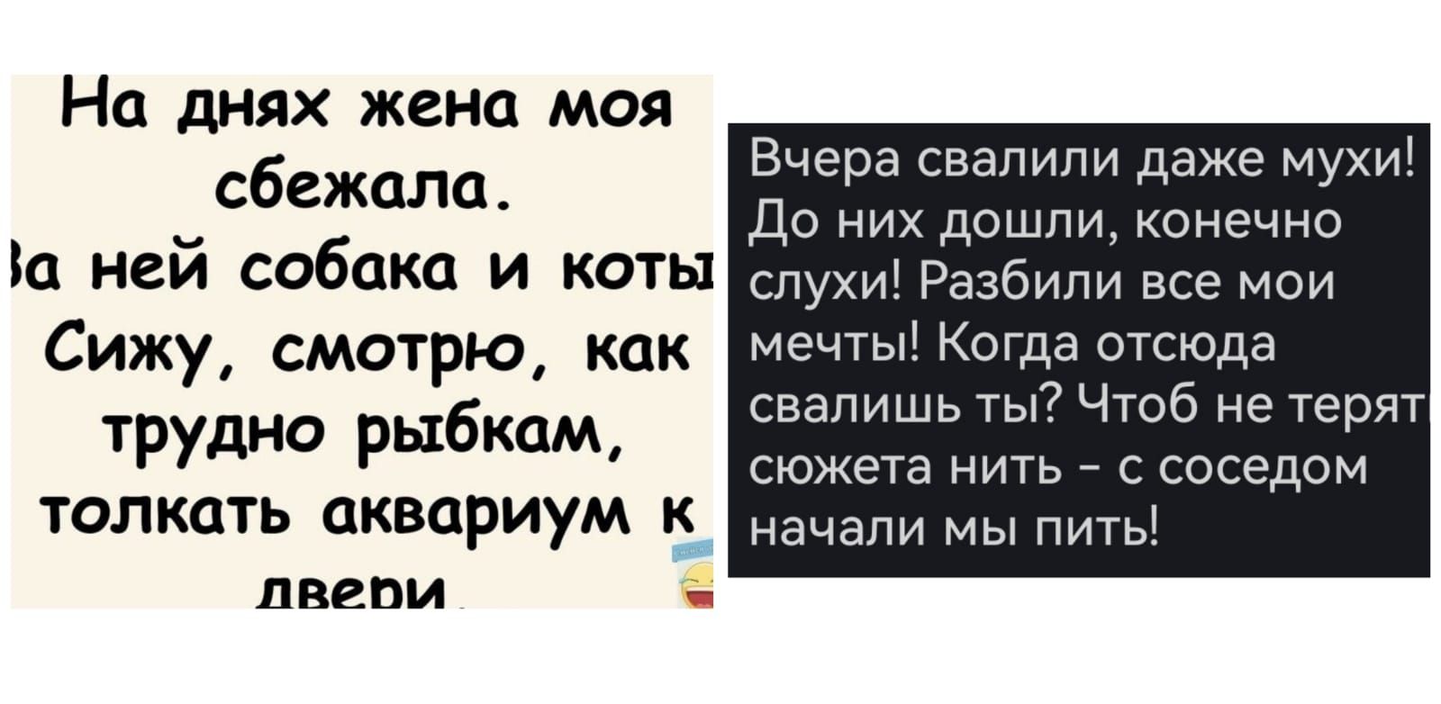 На днях жена моя ё СИ Вчера свалили даже мухи й До них дошли конечно а ней собака и коты МИ РИВНННЫЯ Сижу смотрю как ЩО СОМАНАНЕСТЕРТ соалишь ть Чтоб не терят сюжета нить с соседом толкать аквариум к_ ЕЧЕ ЛЕИ лвепои