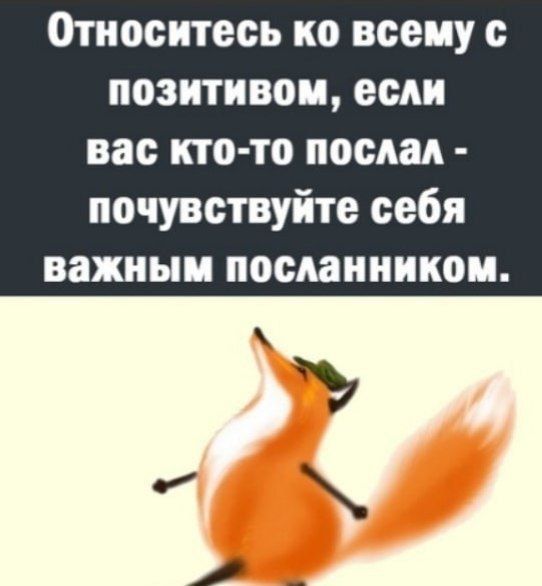 Относитесь ко всему с позитивом, если вас кто-то послал - почувствуйте себя важным посланником.