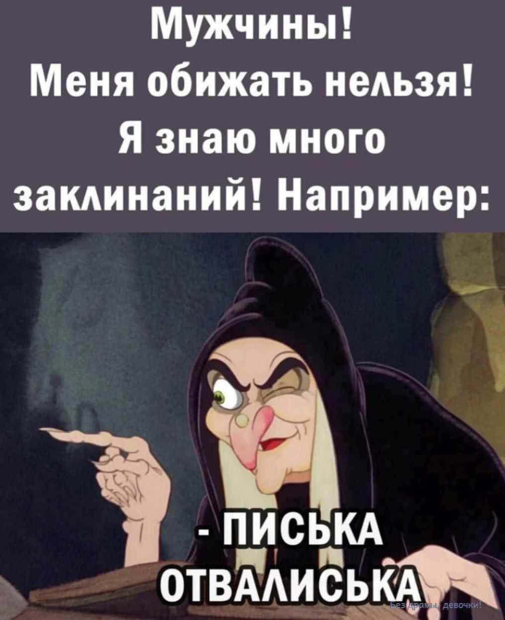 Мужчины! Меня обижать нельзя! Я знаю много заклинаний! Например: - ПИСКА OТВАЛИСЬКA