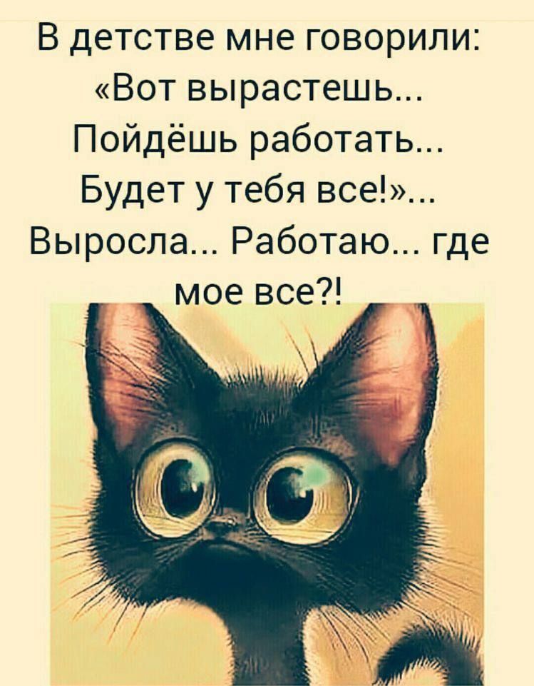 В детстве мне говорили Вот вырастешь Пойдёшь работать Будет у тебя все Выросла Работаю где мое все