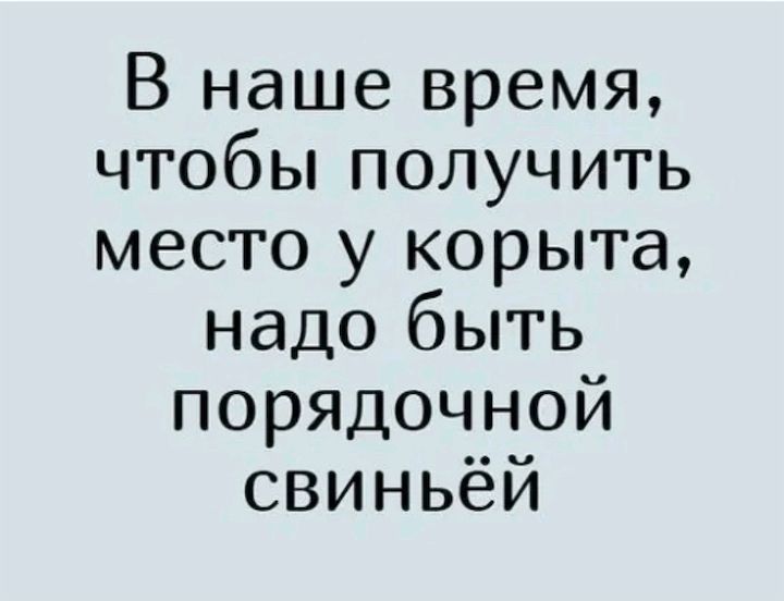 Внашевремж ЧТОбЬіПОЛУЧИТЬ место у корыта надобьпь порядочной свиньёй