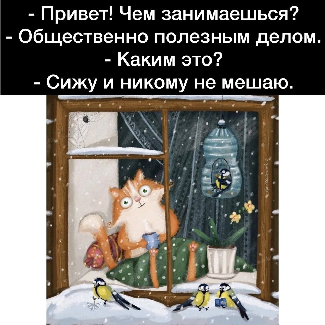 Привет Чем занимаешься общественно полезным делом Каким это Сижу и никому не мешаю