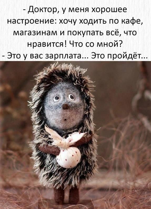 Доктор у меня хорошее настроение хочу ходить по кафе магазинам и покупать всё что нравится Что со мной Это у вас зарплата Это пройдёт