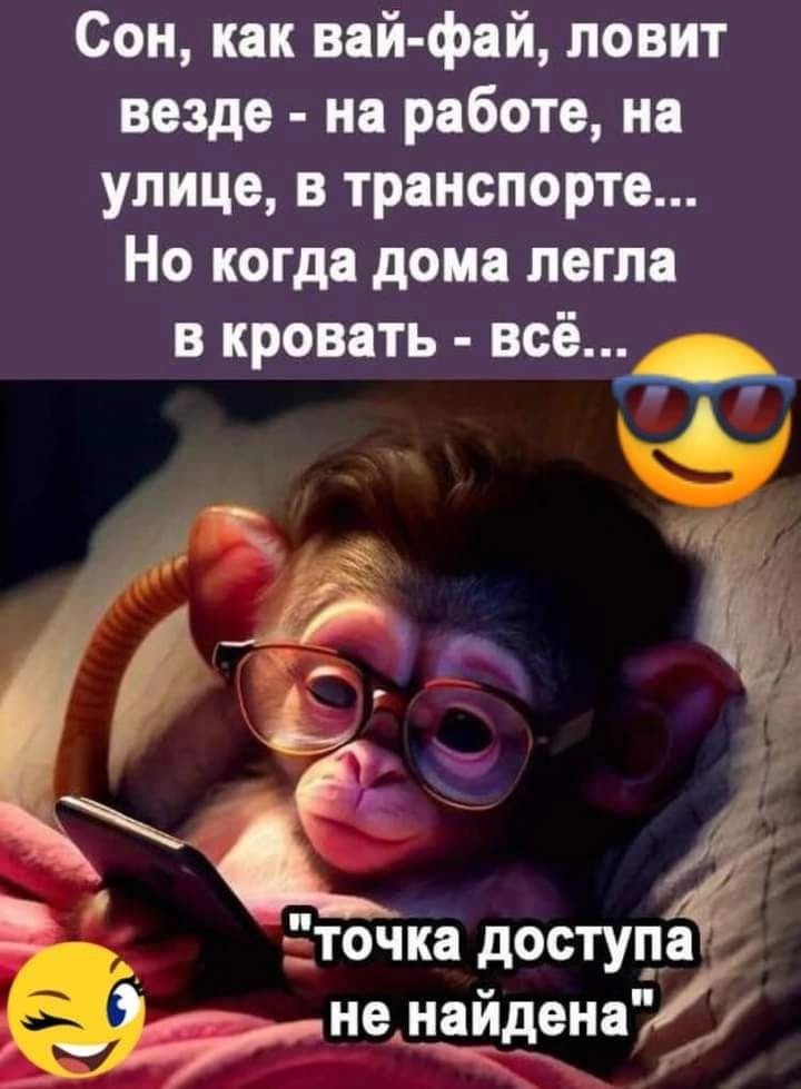 Сон как вай фай ловит везде на работе на улице в транспорте Но когда дома легла в кровать всё г _ Ёточка доступа не ндйдена