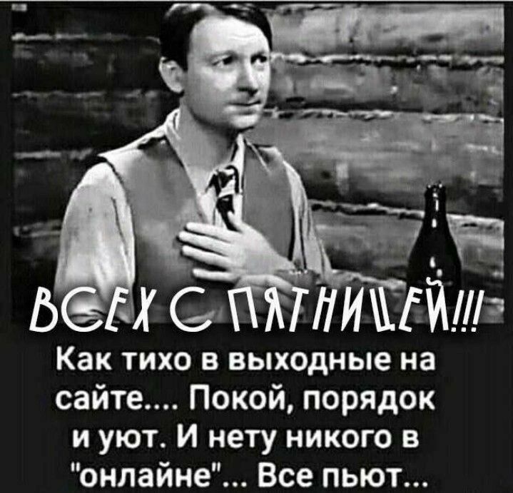 Как тихо в выходные на сайте Покой порядок иуют И нету никого в онлайне Все пьют