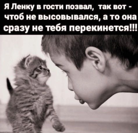 Я Ленку в гости позвал так вот чтоб не высовывался а то она сразу не тебя перекинется