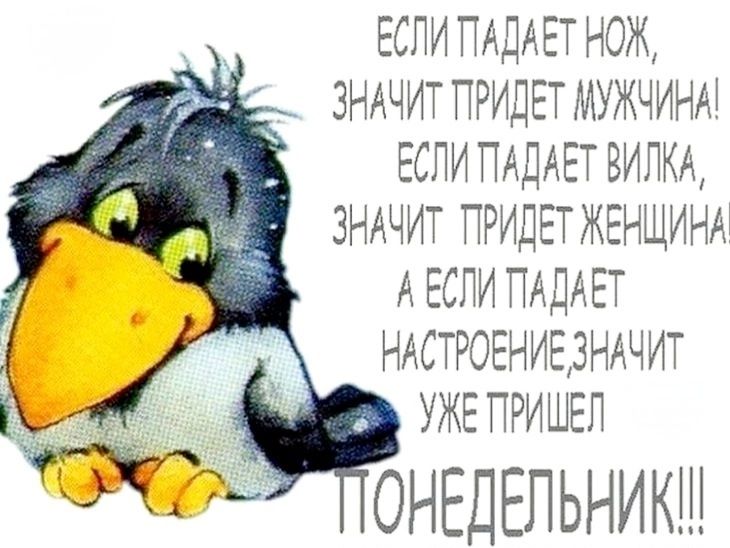 ЕСЛИТАДАЕТ НОЖ ЗНАЧИТ ПРИДЕТ МУЖЧИНА ЕСЛИПАДАЕТ ВИЛКА ЗНАЧИТ ПРИДЕТ ЖЕНЩИНА АЕСЛИПАДАЕТ НАСТРОЕНИЕ ЗНАЧИТ УЖЕ ПРИШЕЛ ОНЕДЕЛЬНИКИ